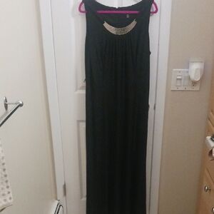 Roz & Ali Black Maxi Dress with Gold Accent